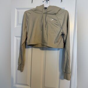 Tan gym shark cropped hoodie